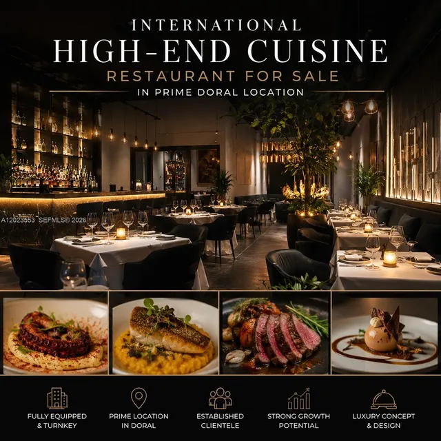 Commercial at International High-End International High-end Cuisine Rest #for Sale in Prime Doral Locati, Doral